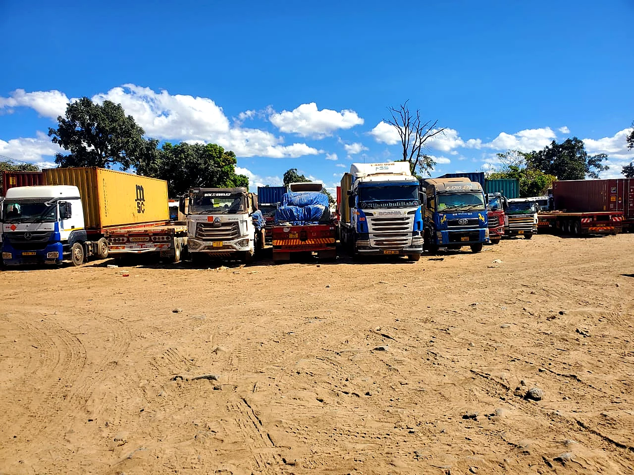 Trucks parked at Uzunguni Parking Yard